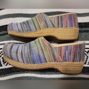 DANSKO Canvas Pro Multicolored Espadrille clogs womens Size 41 US 10.5-11